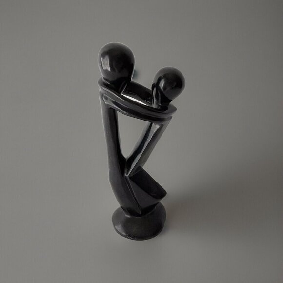 Abstract Hand Carved Kisii Soapstone Couple Figurine Art Sculpture Statue Kenya - Picture 3 of 12